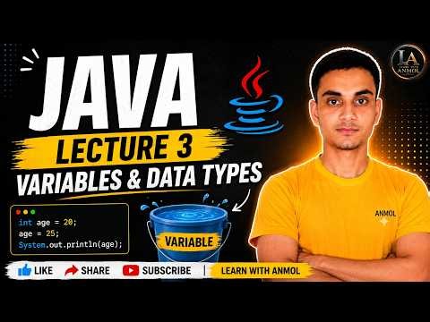 Java Lecture 3 | Variables & Data Types in Java | Java Tutorial for Beginners | Hindi