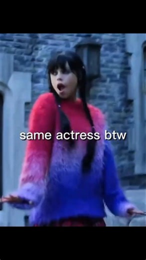 Jenna Ortega’s duality is insane 👑 From Enid’s sweater to Wednesday’s stare! #shorts