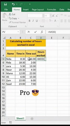 Calculating number of hours worked in excel