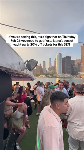 Who’s ready for boat party SZN? This Thursday 2/26 tickets go live for the Latin & reggaeton sunset yacht party in nyc #nyccruiseparty #nycyachtparty #nycboatparty #nycevents #thingstodoinnyc
