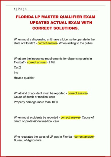 Florida Lp Master Qualifier Exam Updated Actual Exam With Co video