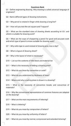 Engineering Drawing Question bank|| Engineering Graphics and Design important questions