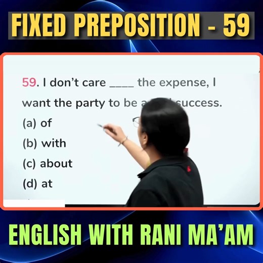110K views · 1.6K reactions | Fixed Preposition - 59 | English With Rani Ma'am #prepositions #prepositionsinenglish #englishlearning | English With RANI MAM | Facebook