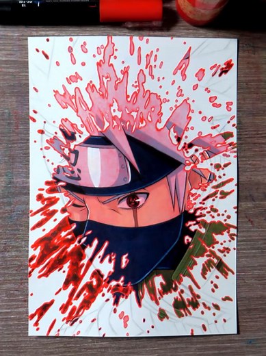 Drawing Kakashi 🔥 Naruto Shippuden | Anime Spill Art 💦 #animedrawing #kakashi #naruto #animeart #coloring