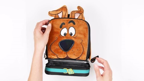 Scooby Doo Character Embroidered Face with 3D Ears Insulated Dual Compartment Lunch Bag Lunch Box Tote