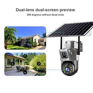 [Hot Item] V380 Dual-Lens WiFi Network PTZ CCTV Camera Outdoor Wireless 4G Surveillance Solar Security Camera with Solar Panel
