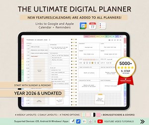 Digital Planner for Goodnotes, 2026 Undated, iPad Notability Planner (digital Download) - Etsy