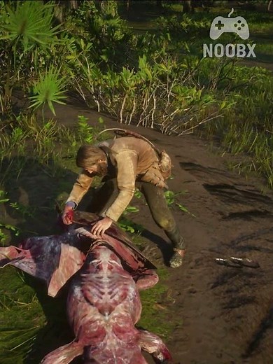 Skinning a Crocodile in the Swamps of Red Dead Redemption 2