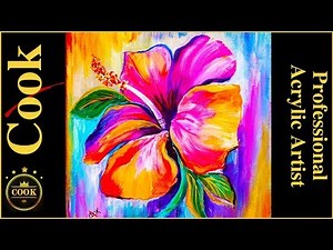 Learn to Paint a Rainbow Hibiscus Flower with Acrylic Paints Step by Step for Beginners