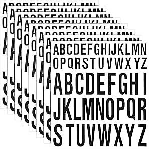 Gersoniel 8 Sheet Letter Stickers Vinyl Alphabet Stickers Waterproof Self Adhesive Stick on Letters for Poster Bulletin Board Mailbox School Classrooms Decor(1 Inch, 2 Inch,Black)