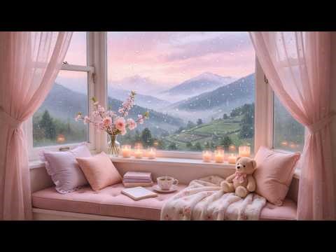 Spring Rain Through the Window 🌷 Birdsong, Pink Candlelight Ambience & Quiet Piano to Unwind