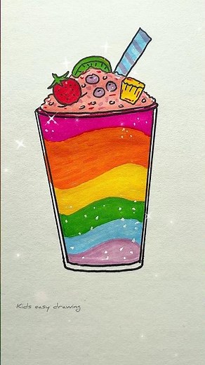 How to draw a rainbow fruit smoothie #drawing #art #easydrawing #shortvideo #shortsfeed #short