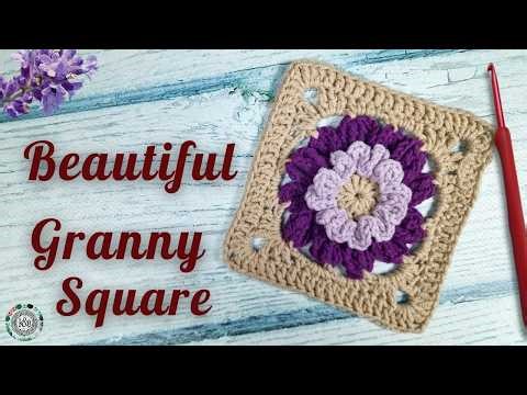 Beautiful 3D Flower Granny Square 🌸 Easy Crochet Tutorial Step-by-Step