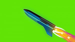 Spaceship 2D Animation, High-Speed Maneuvers in Space Avoiding Danger with Fiery Jet Thrusters on green screen