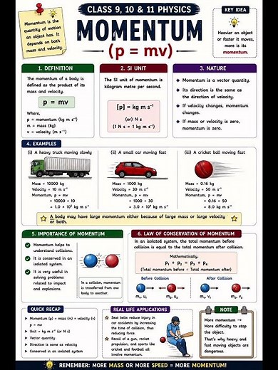 Momentum (p = mv) Explained 🏏 | Formula, SI Unit & Examples | Class 11 Physics