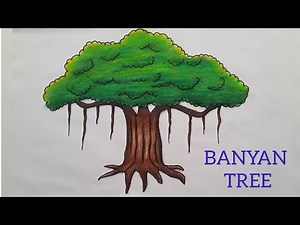 বট গাছ আঁকা | BANYAN TREE DRAWING | How to draw easy BANYAN TREE | for kids ‪@pmhkidsdrawing‬