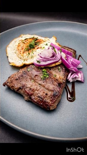 Perfect Steak & Eggs in Stainless Steel | Crispy Sunny Side Egg + Balsamic Glaze