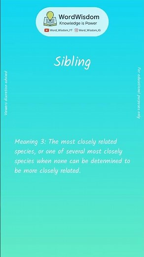 What does "Sibling" mean? | English vocabulary shorts | #sibling #wordwisdom