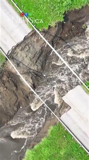 Road near Edmonton washed out by raging creek
