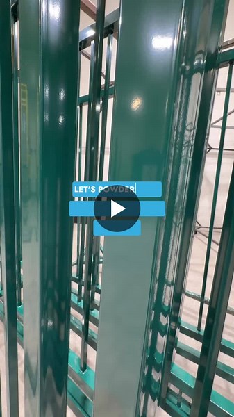 Let’s powder coat large commercial fence panels together. This RAL-6004 Blue Green chosen is unique, you don’t see it often for fencing. | Proficient Coatings