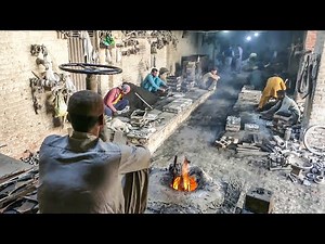 Large Metal Parts Casting Process in a Cast Iron Factory