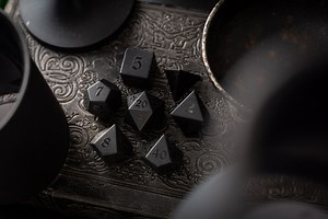 Gemstone Black Night Raised Obsidian Hand Carved Polyhedral Dice (and Box) DND Set - Etsy