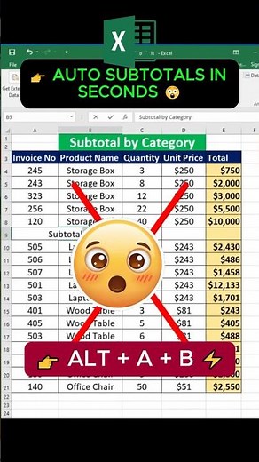 Calculate Subtotals in Excel Instantly with This Trick! #excel #exceltips #trending