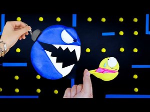 Crazy Fruit Pac Man & Chain Chomp Battle Pacman Stop Motion
