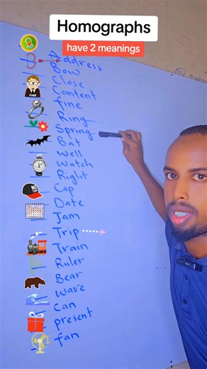 19K views · 795 reactions | Learn 22 common homographs for ESL learners — words that are spelled the same but have different meanings and sometimes different pronunciations. Each one includes two meanings to make it easier to understand: Follow us now for free daily English Phrases. | Cambuulo | Facebook