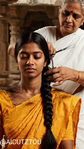 Indian women Hair Cutting At Temple AI #Hair cutting #viralvideo #indian women hair cutting #asmr