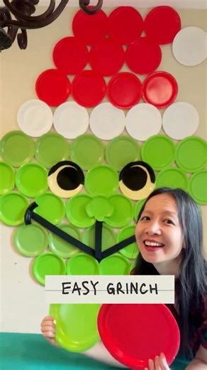 Easy Grinch!💚 So fun for Christmas parties, Grinch Day at school, or Grinch movie night!🎉🍿 All you need are paper plates, painter’s tape, crepe streamer, and a few minutes!🙌 Follow for more fun ideas!💫 #grinchparty #grinchmas #christmaspartyideas #grinchday #grinchmovienight #easychristmasdecor #sodangfun | Sodangfun