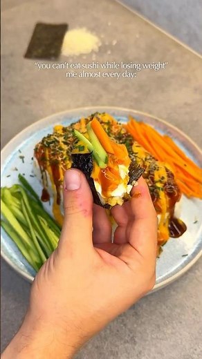 The EASIEST Way To Make Healthy And High Protein Sushi! 🍣💪🏼 #highprotein #sushi #sashimi #shorts