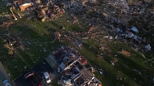 Drone footage shows neighbourhood flattened as Kentucky tornado kills 19