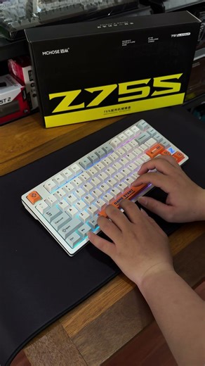 MCHOSE Z75S Wireless + Bluetooth RGB Gaming Keyboard (Orange and Blue) #gamingkeyboard