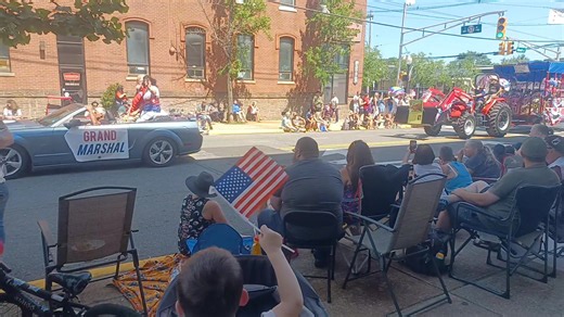 2.5K views · 16 reactions | Mrs. Dove, Grand Marshall of the 4th of July parade in Washington NJ, passes by. Broad Street and Belvidere Avenue (here) are used for the parade, and are the historic route of the Spruce Run Turnpike chartered in 1813. | Metrotrails | Facebook