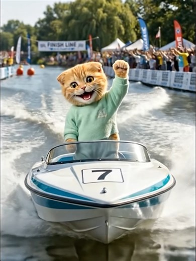 Sabotage Backfired 💥 Cat Champion Wins the Boat Race! 🏁 Sabotage failed. Victory secured. 😼🏆 #CatChampion #GoKitty #BoatRace #PlotTwist #Karma #CheatersNeverWin #FunnyShorts #ViralShorts #TikTok #AIvideo #Cinematic #NoMusic #SportsDrama