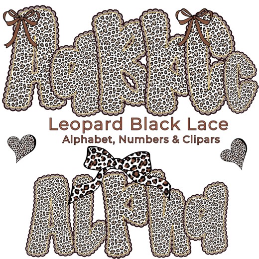 Leopard Black Lace Alphabet PNG, Leopard Print Letters, Sublimation Letters, Numbers & Clipart - Etsy