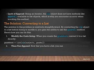 Understanding the zip() Object in Python: Solving the AttributeError with append()