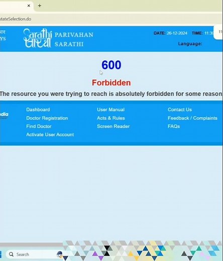 Parivahan forbidden 600 The resource you were trying to reach isabsolutely forbidden for some reason