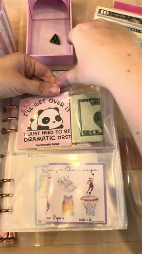 Stuffing completed challenges into the 100 mini challenge binder