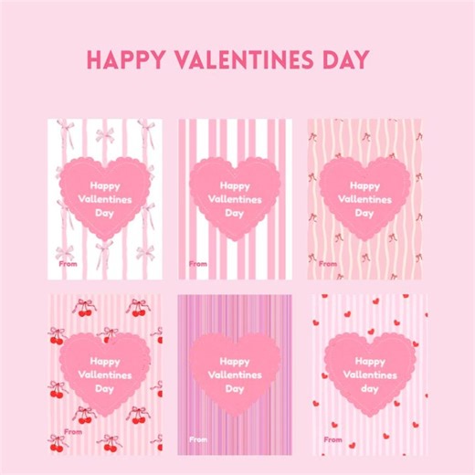 Printable Valentines Cards for Girls | Pink Valentine Printable | Editable Classroom Exchange | Heart Digital Download - Etsy