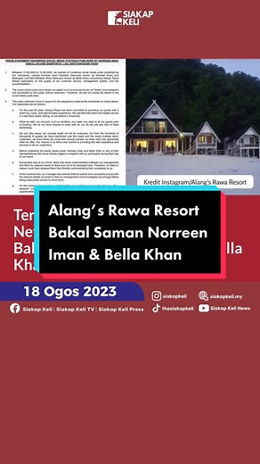 Alang’s Rawa Resort Ancaman Saman Norreen Iman