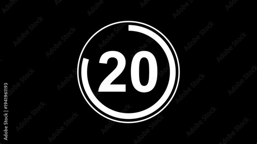 4K Circle countdown timer 25 seconds animation from 25 to 0 seconds, 25 Seconds countdown timer, Countdown timer, circle countdown animation. 25 seconds count with alpha channel