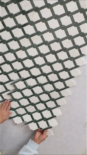 Green & White Geometric Marble Mosaic Tile | Elegant Backsplash Ideas