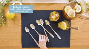 Hudson Essentials Hammered Iced Tea Spoons, 18/10 Stainless Steel Long Handle Spoons for Stirring Cocktails, Tea, Coffee, Set of 6