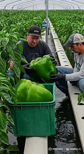 Fresh Bell Peppers Growing in Hydroponics on a Floating Farm 🌶💧