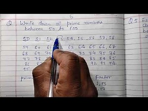 Class 5 | Write down all prime numbers between 50 to 100