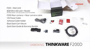 Unboxing the new F200D! This new dash cam comes with: • FULL HD 1080p • HD 720p Rear Cam • Parking Recording, Audio Recording, Manual Recording, and Continuous recording • MicroSD card with adapter There is also an optional GPS accessory for safety camera alerts! | THINKWARE Dash Cam