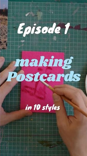DAY 1 of making postcards in different art styles 🎨 #diypainting #artinspo #miniart