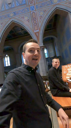 A quadraphonic organ with GONG!!!! A quick demo of the marvellous pipe organ of St Laurenzen in St Gallen, Switzerland!!! AMAZING! Jonathan will be using everything in his concert here! #scottbrothersduo #pipeorgan #organ #stgallen #gong | Scott Brothers Duo